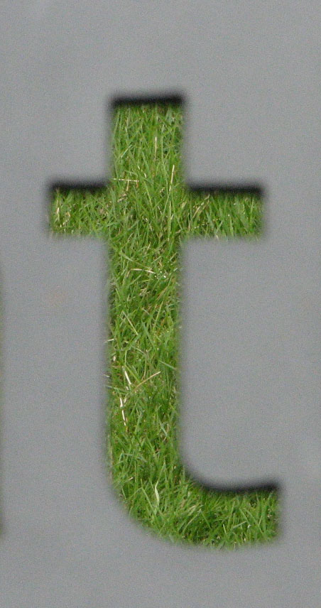 the letters j and t are placed above grass
