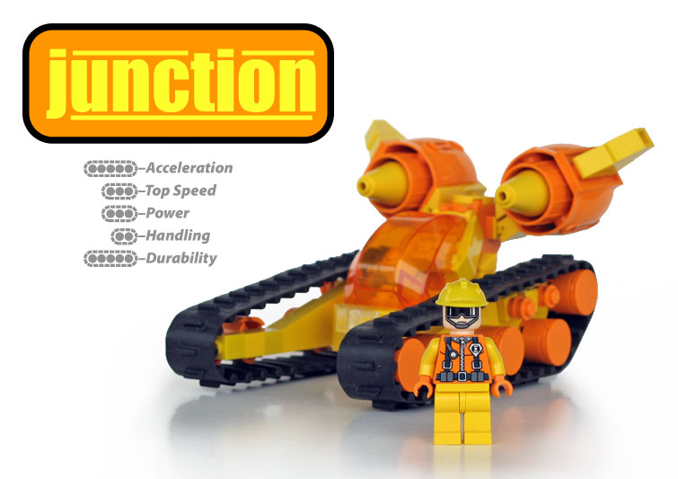 this is a lego yellow tank with a man
