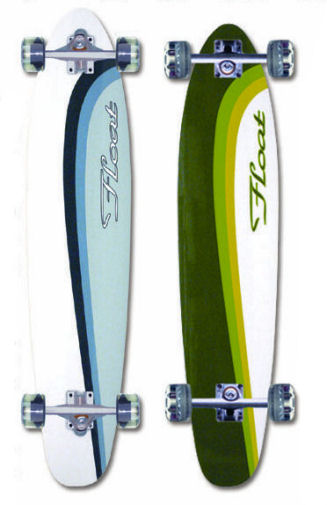 a skateboard with three different colors, and the bottom two green