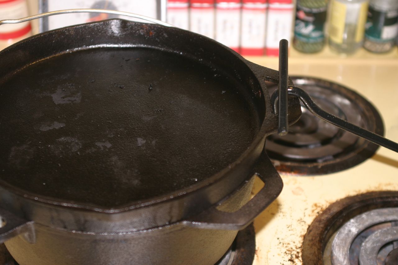 a pan on the stove in the kitchen