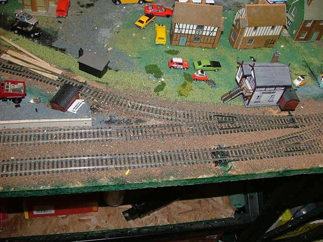 the model railroad is on the train track