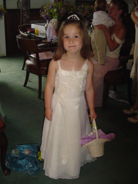 a little girl dressed up like a princess