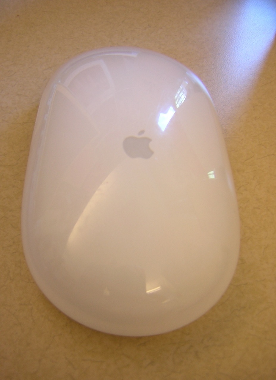 a close up view of the apple mouse