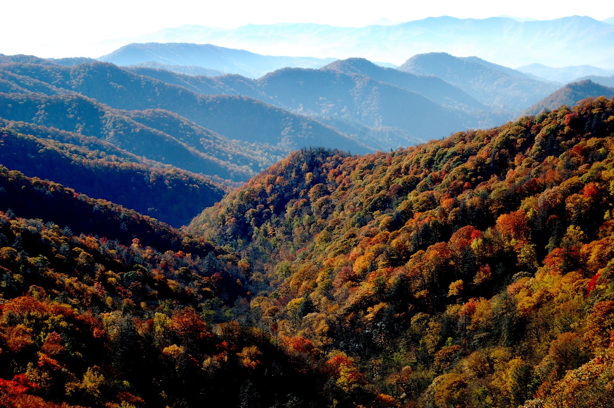 a view of the mountains in autumn