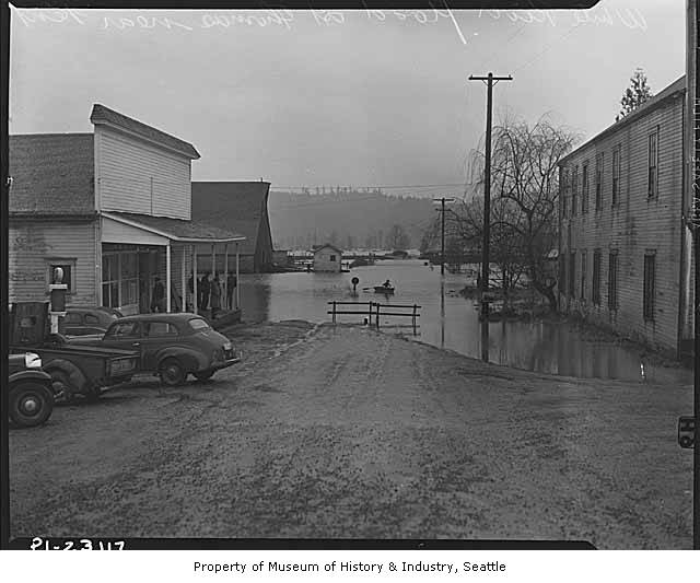 vintage black and white pograph of flooded streets