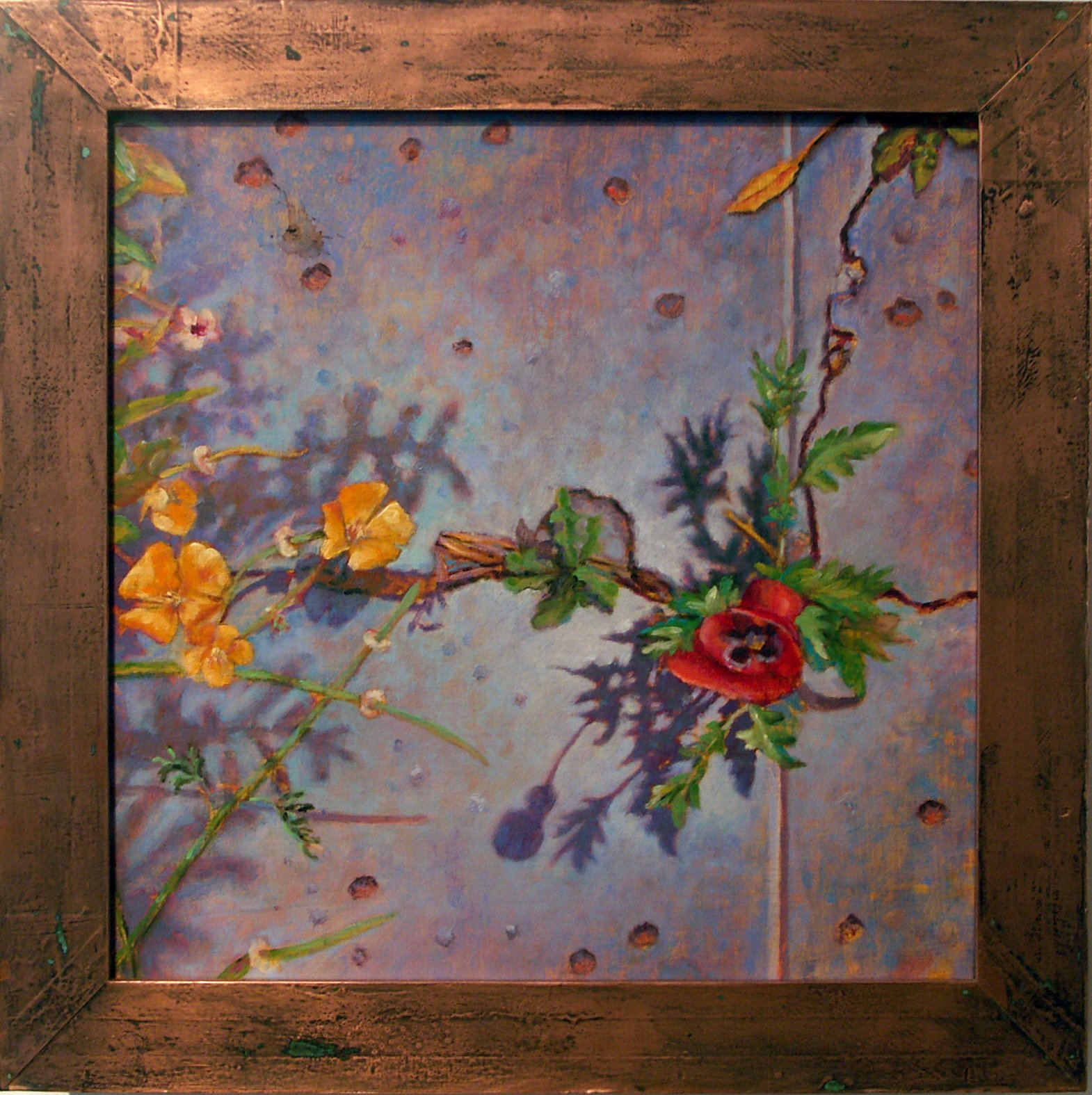 an image of flowers painted on to a tint