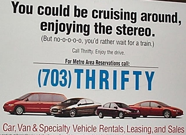 an advertit for three cars on display for customers