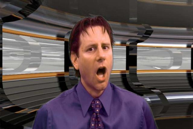 man wearing a shirt and tie making a goofy face