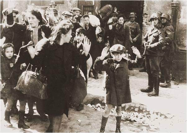 a woman wearing a black coat is standing on a street with many people