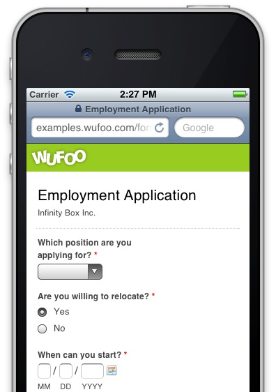 a screens of an iphone application with a job application for workers