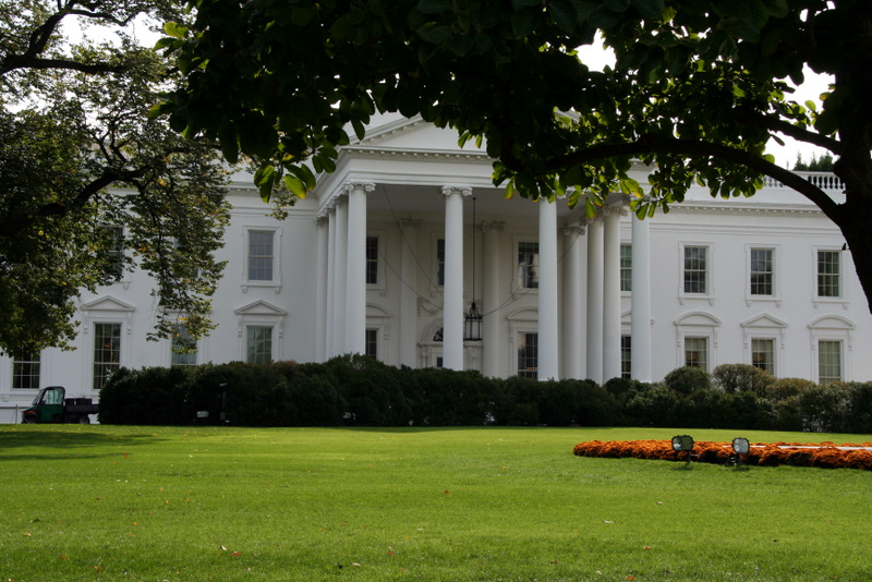 an image of a white building from the distance