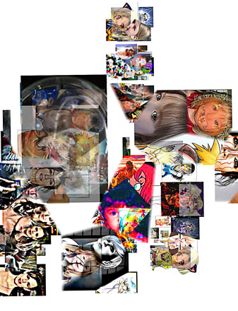 collage po montage with many people added