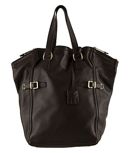a brown leather bag with double handles