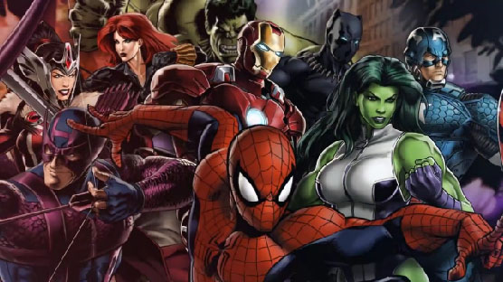 a group of avengers and spider - man in cartoon art