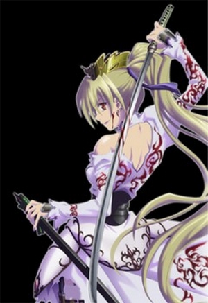 a female anime character holding onto a sword