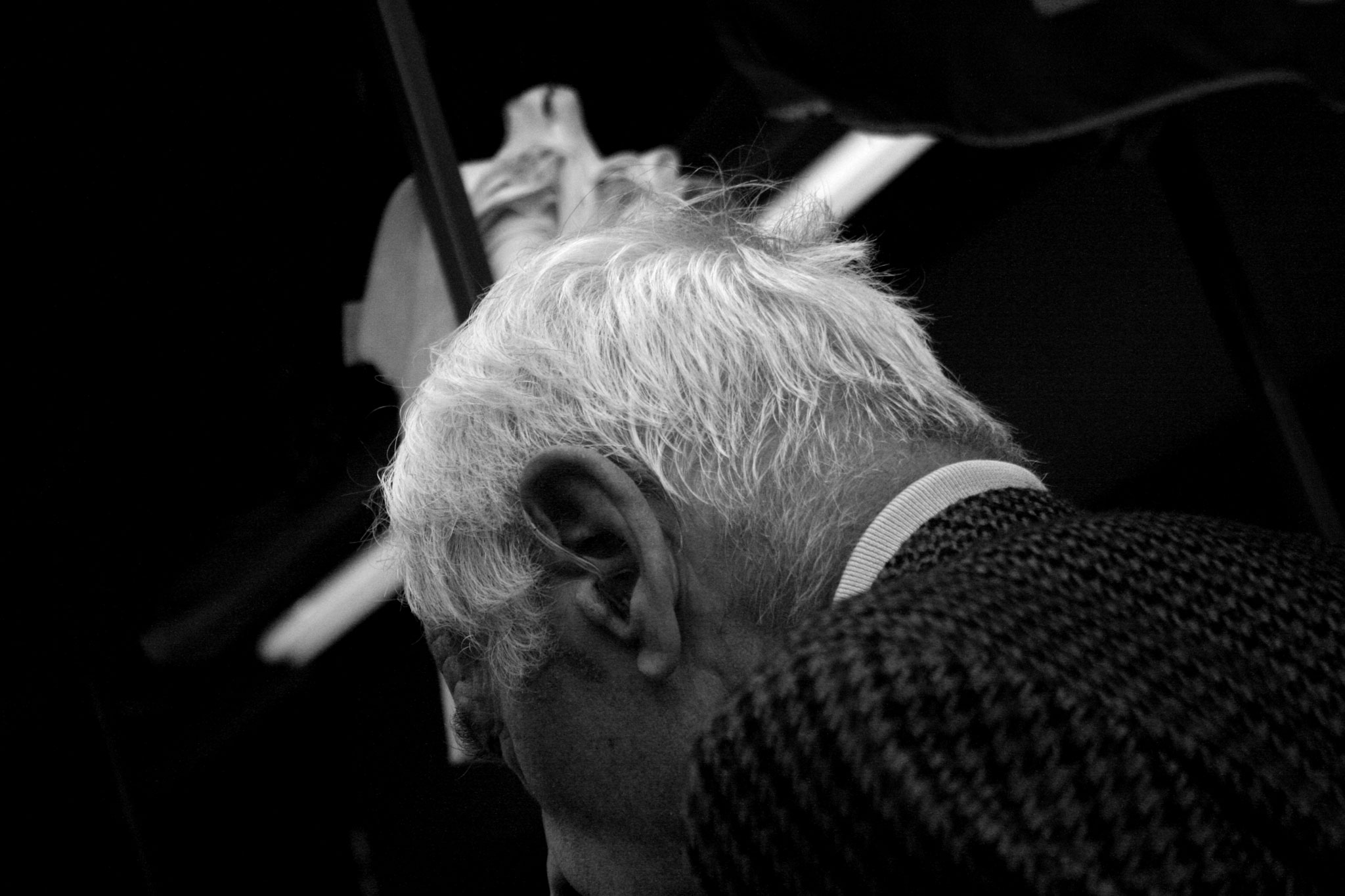 a black and white po of an old man