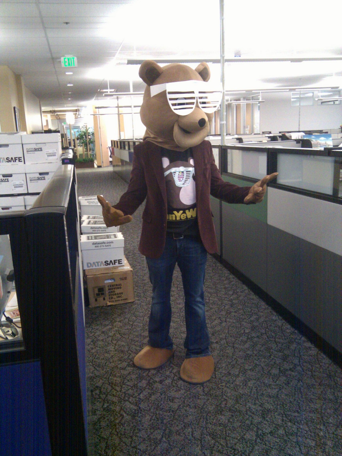 an image of a person in a bear suit with glasses
