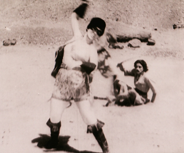 a vintage po shows two men playing baseball and one is holding up the bat