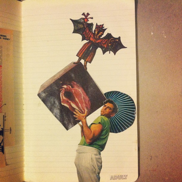 a book with an illustration of a man holding a bat