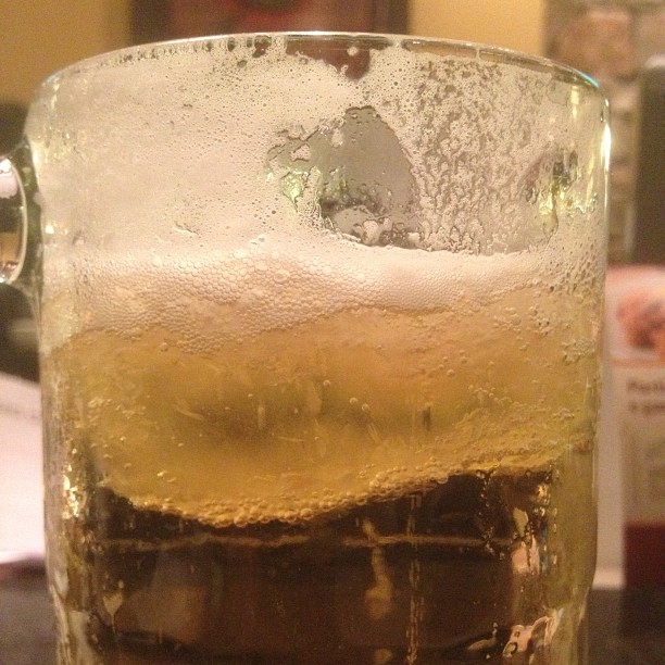 this is an ice cold beverage in a glass