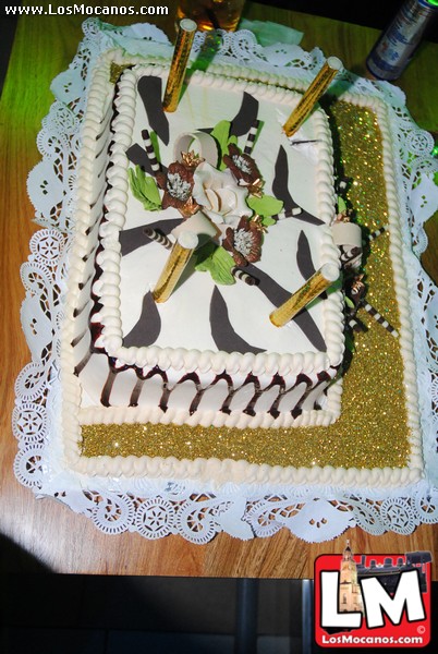 a decorated cake is displayed for someone's celetion