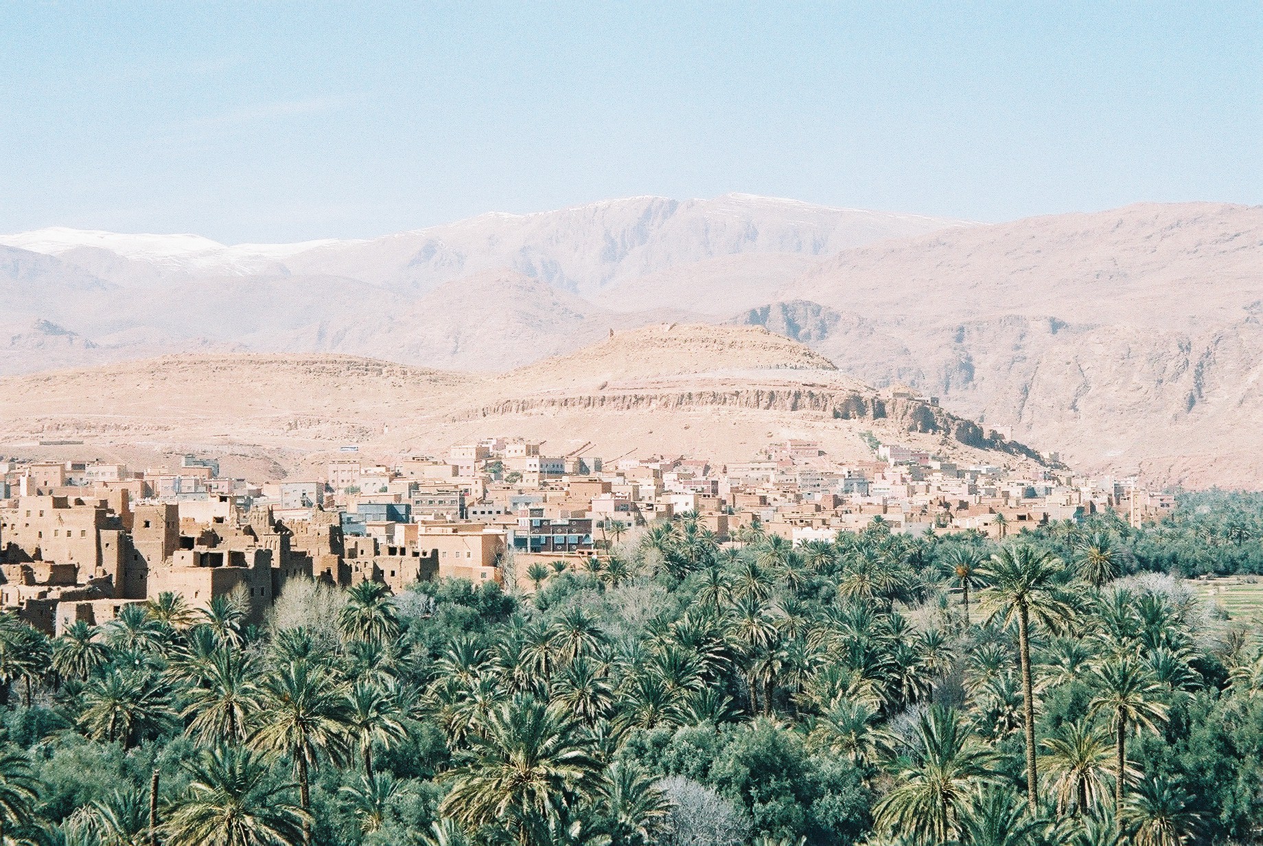 a small village nestled in the middle of a desert