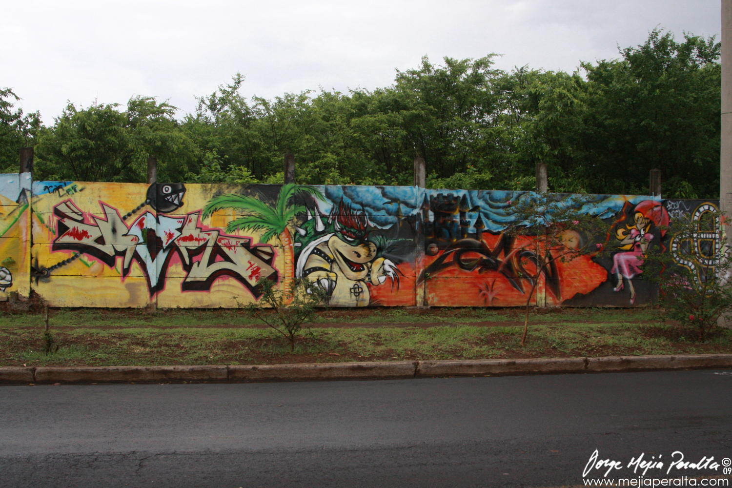 a large wall with graffiti of women wearing s