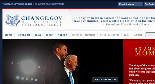 a website page for president obama and president bush