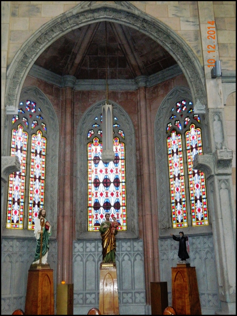 the cathedral has two stained glass windows above it
