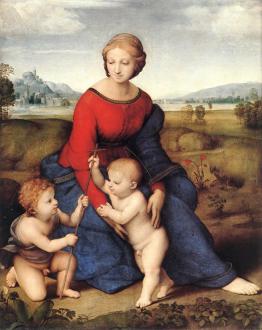 an oil painting of two women and three children