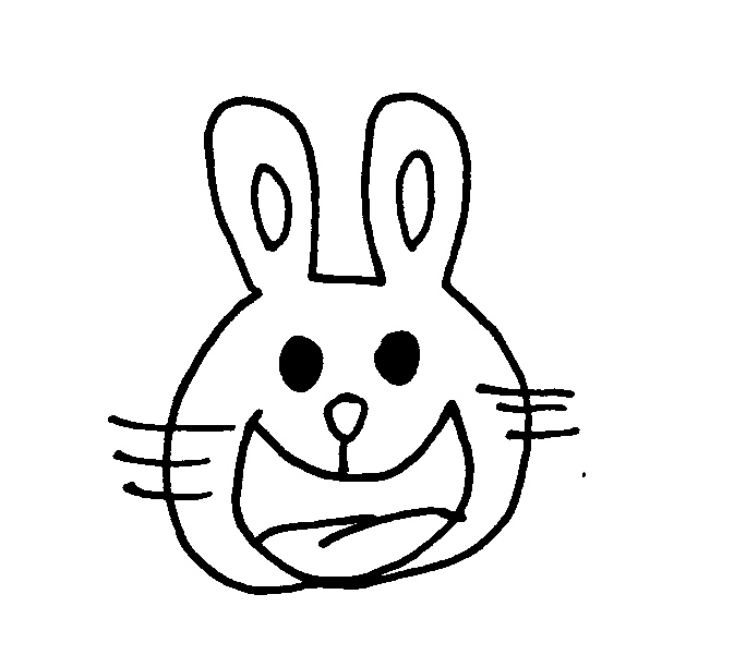 a cartoon rabbit with big ears and no nose