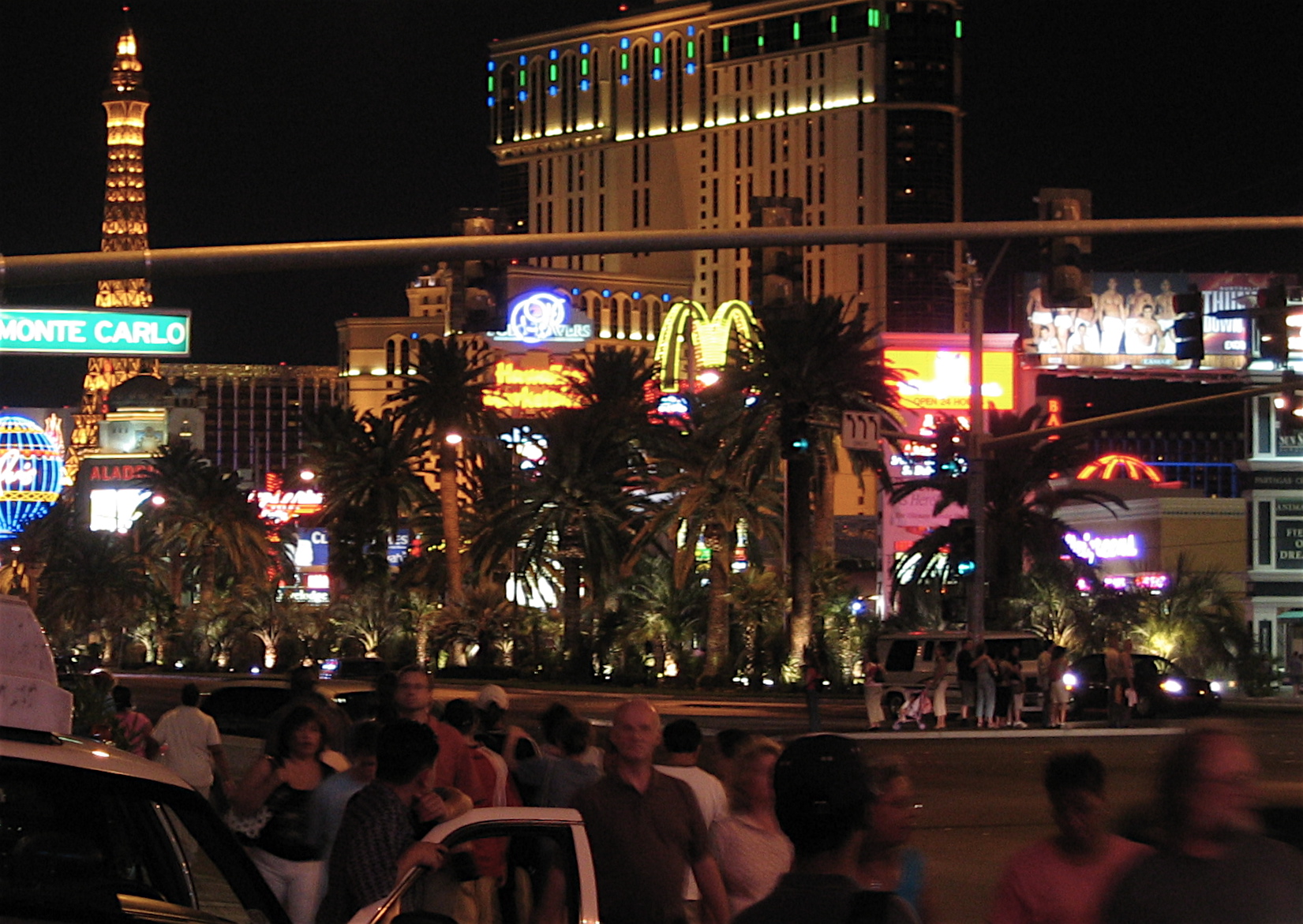 the las vegas strip has neon signs all over the streets