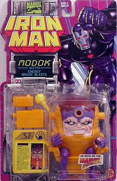 the toy figure is yellow with purple accents