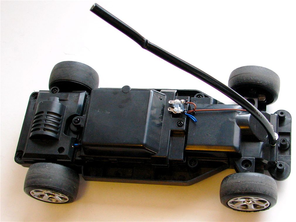 a toy car with a remote control attached
