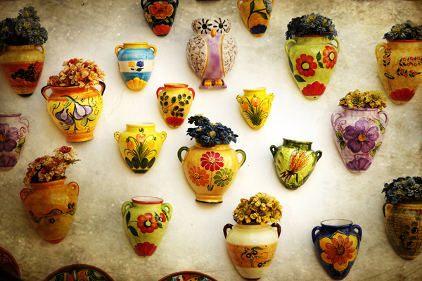 this is a collection of hand painted vases