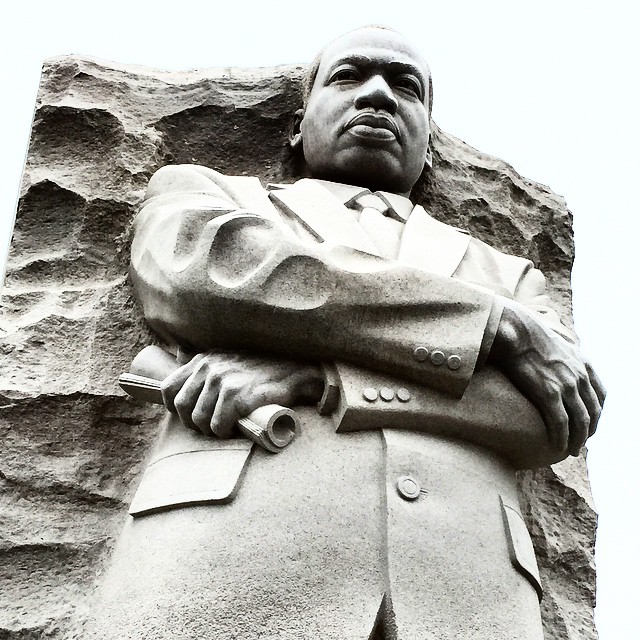 the statue of martin luther king is surrounded by stone
