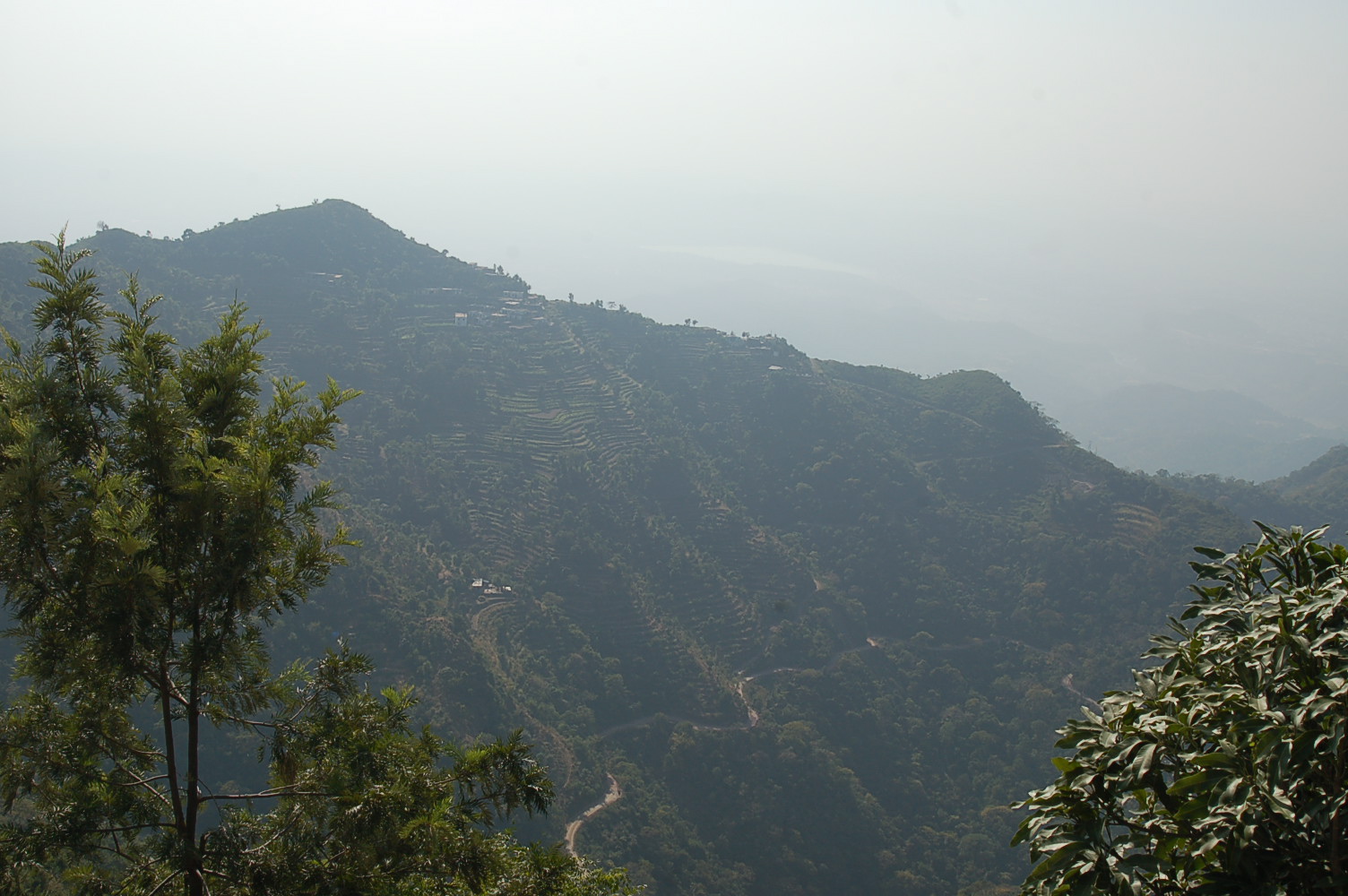 a scenic view of a mountain side area
