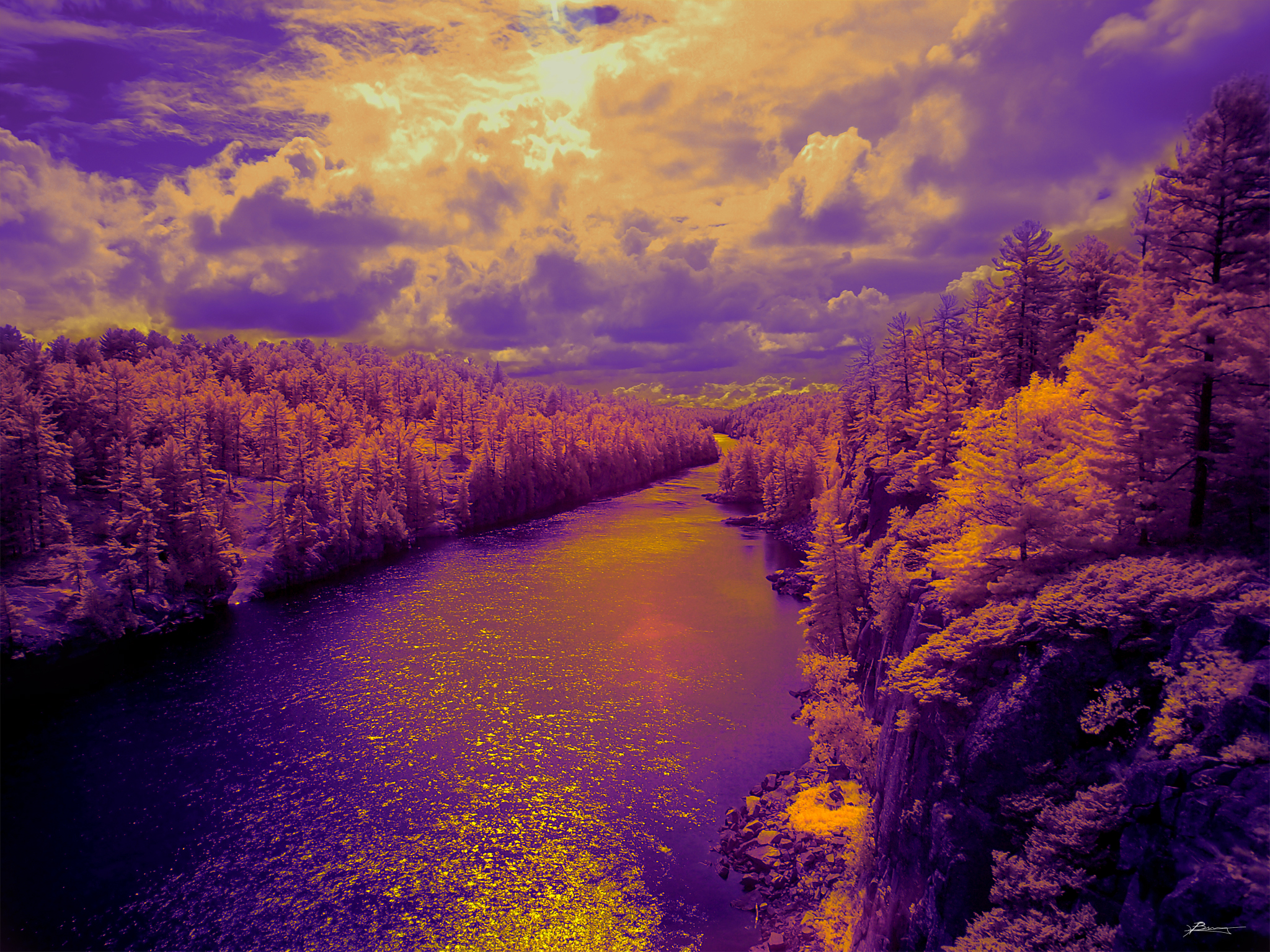 a beautiful picture is taken of the river