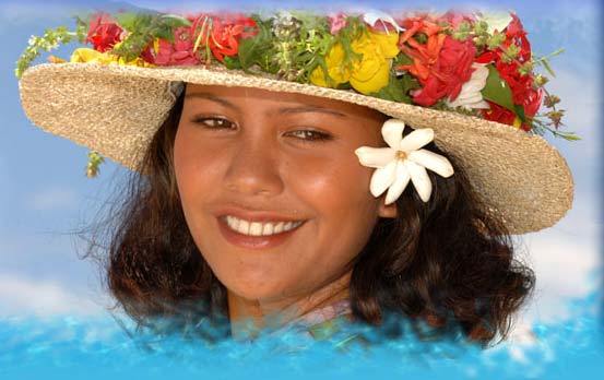 a woman wearing a hat with flower and flowers on top of it