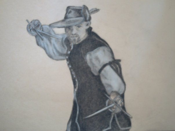a drawing of an old west style man