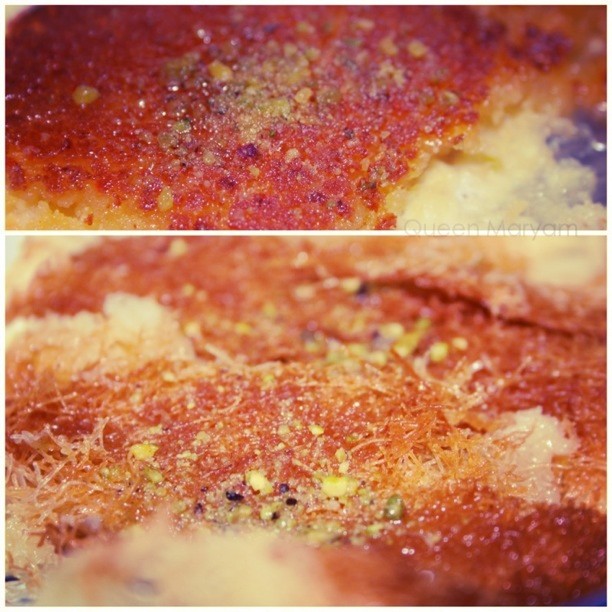 two images of a deep fried item with sprinkles