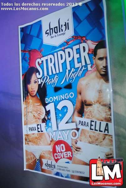 a poster hangs outside the doors to stripper party night