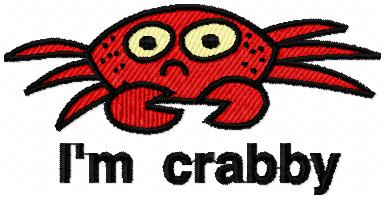 the message i'm crabby with a cartoon crab on it