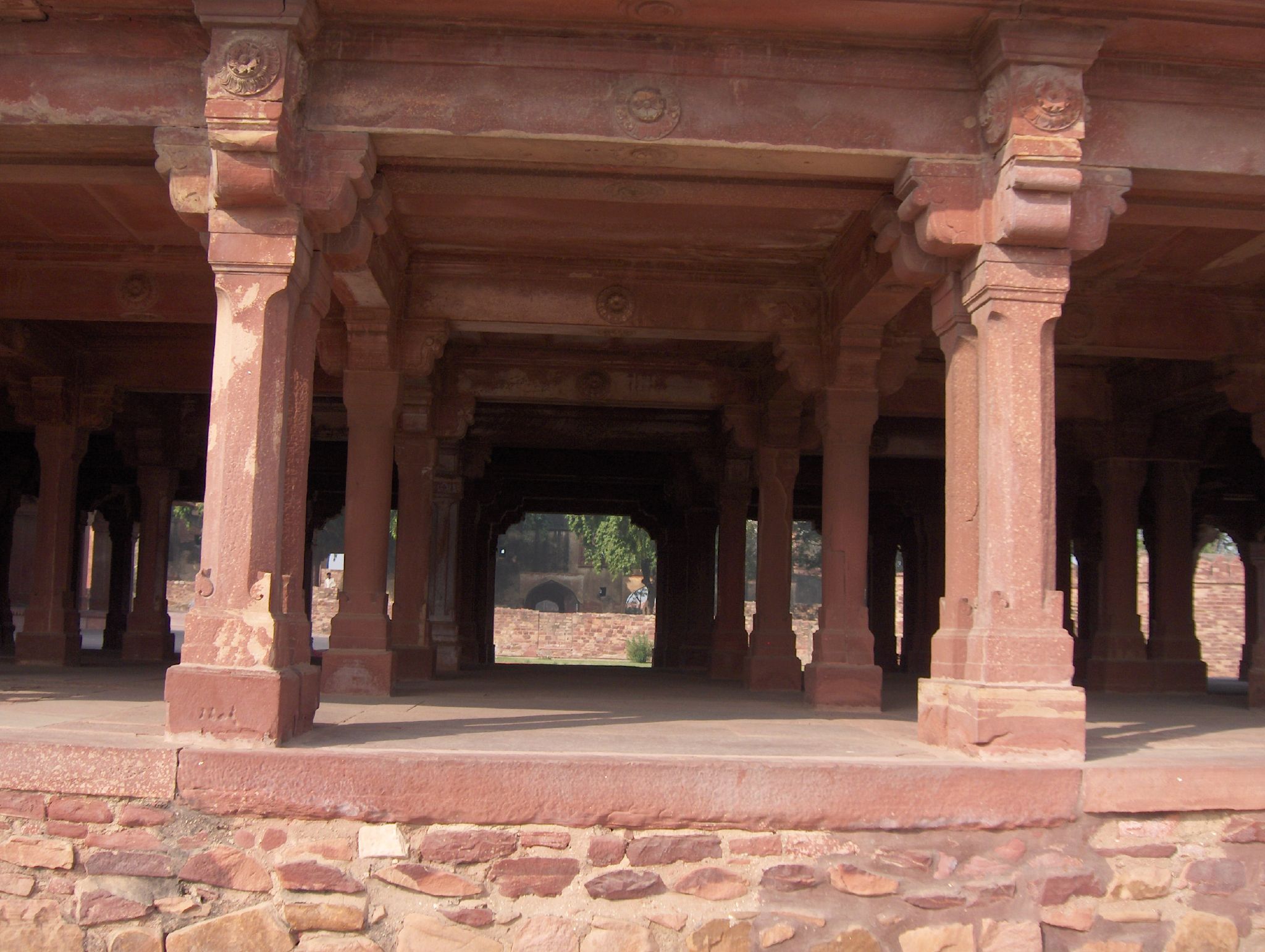 an outside area of an old stone structure