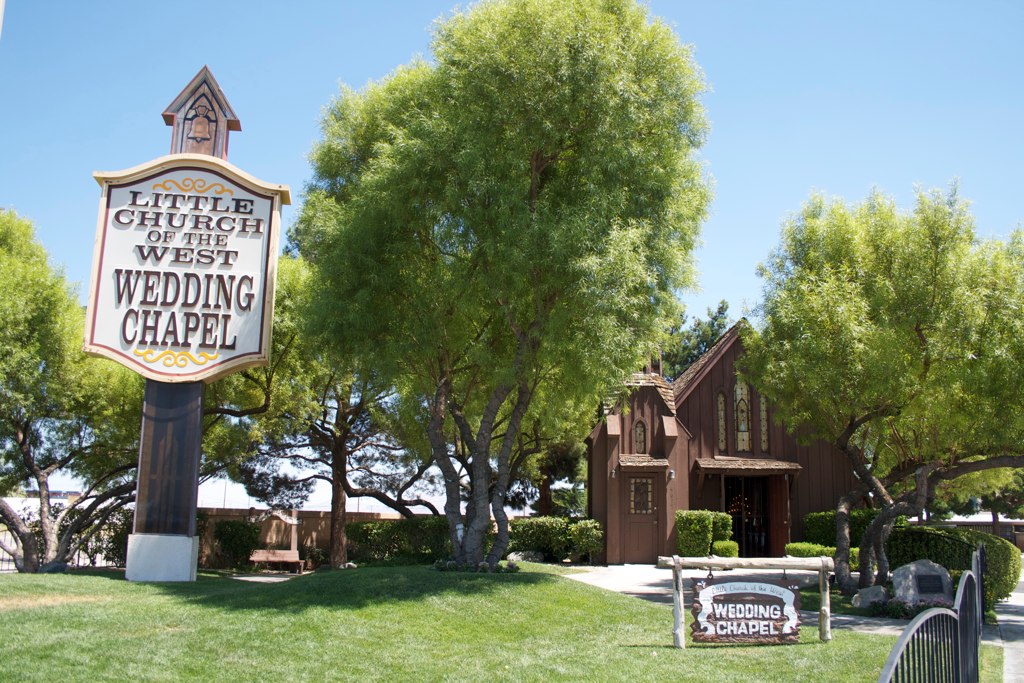 a sign for the church of the west wedding chapel