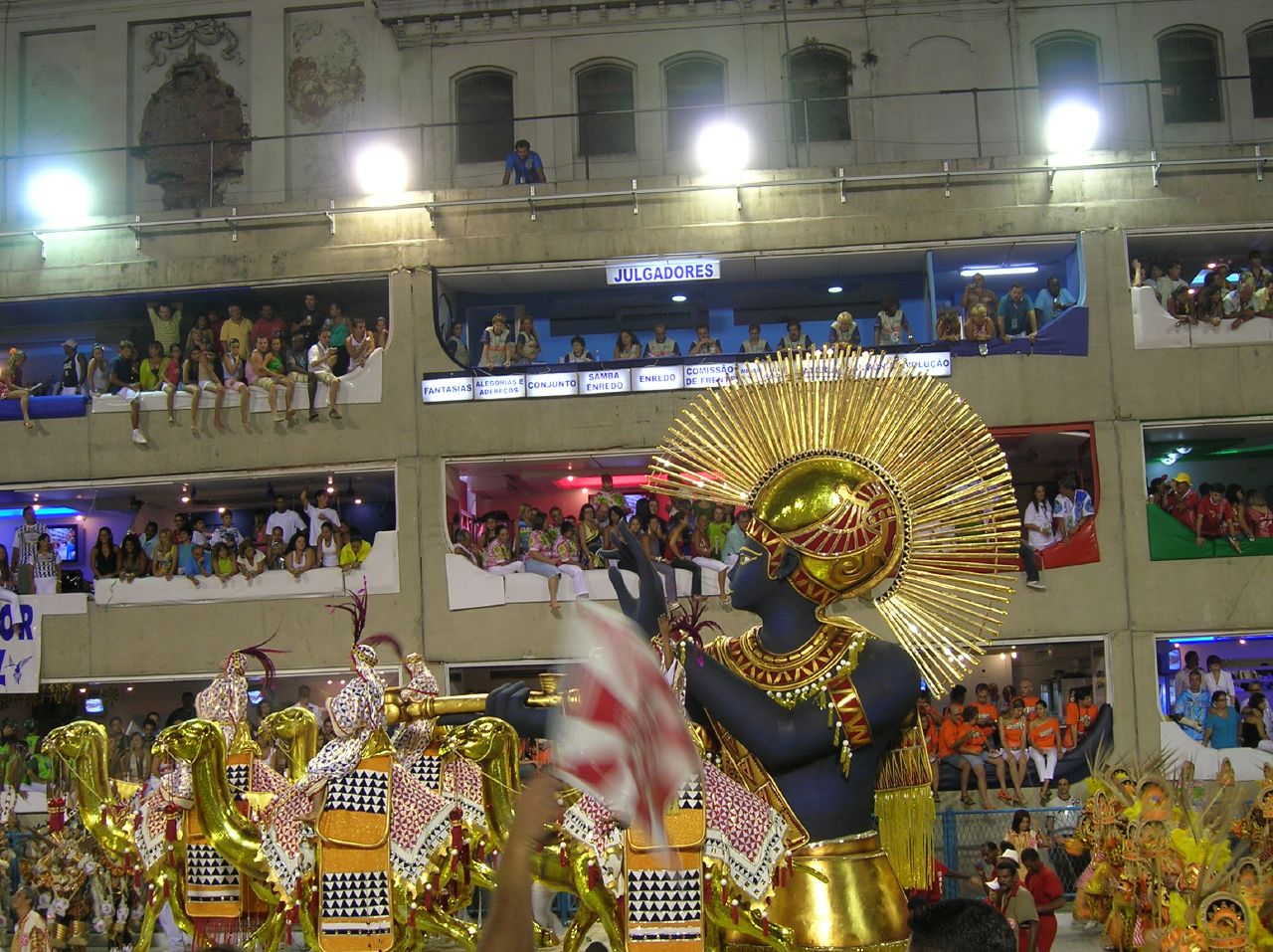 a colorful float during an open air parade