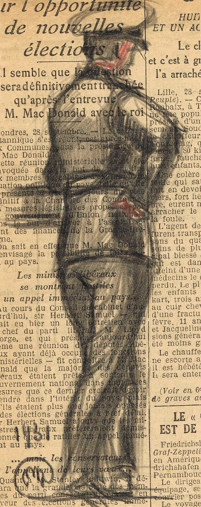 a vintage style illustration in french is on the newspaper