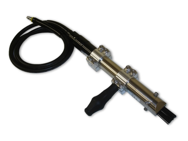 a pressure gauge gun, with a hose attached to it