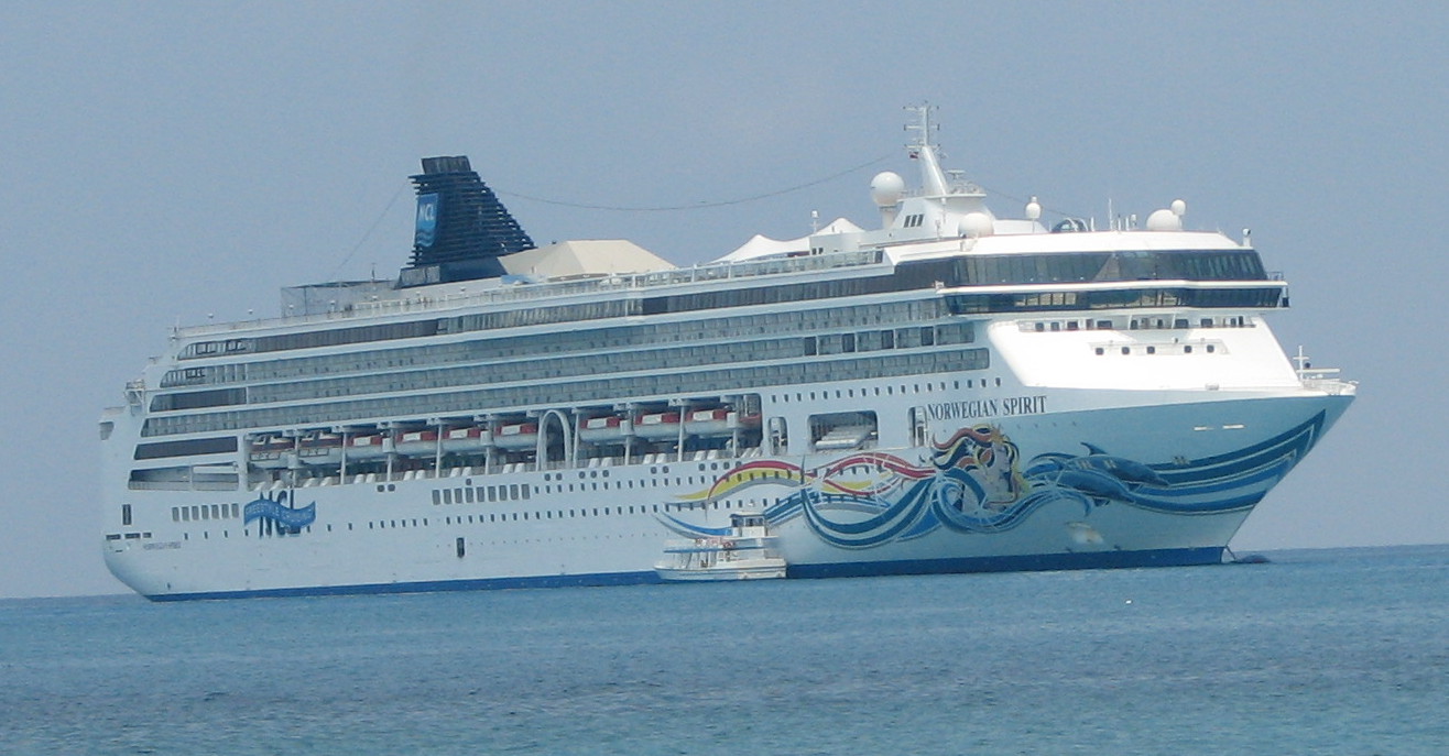 a big cruise ship in the middle of water