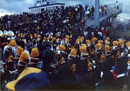 the large crowd is watching the band playing on the stage